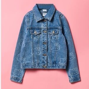 Hello Kitty Faded Denim Jean Jacket for Kids in Light Blue size 10-12